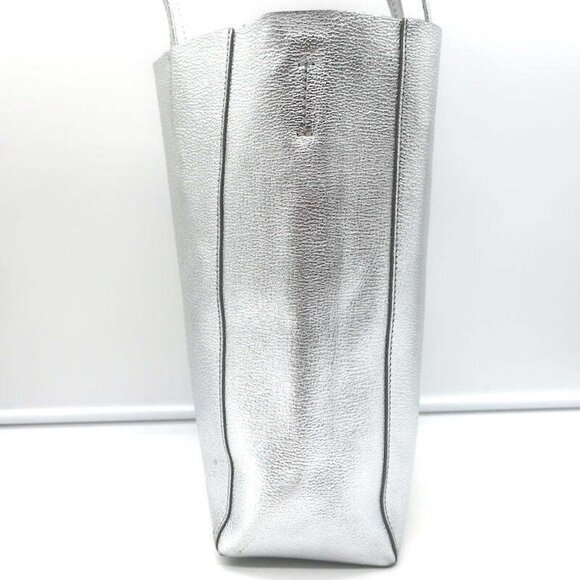 Celine Small Vertical Cabas Tote Silver Metallic Leather Crossbody Bag - Picture 6 of 12